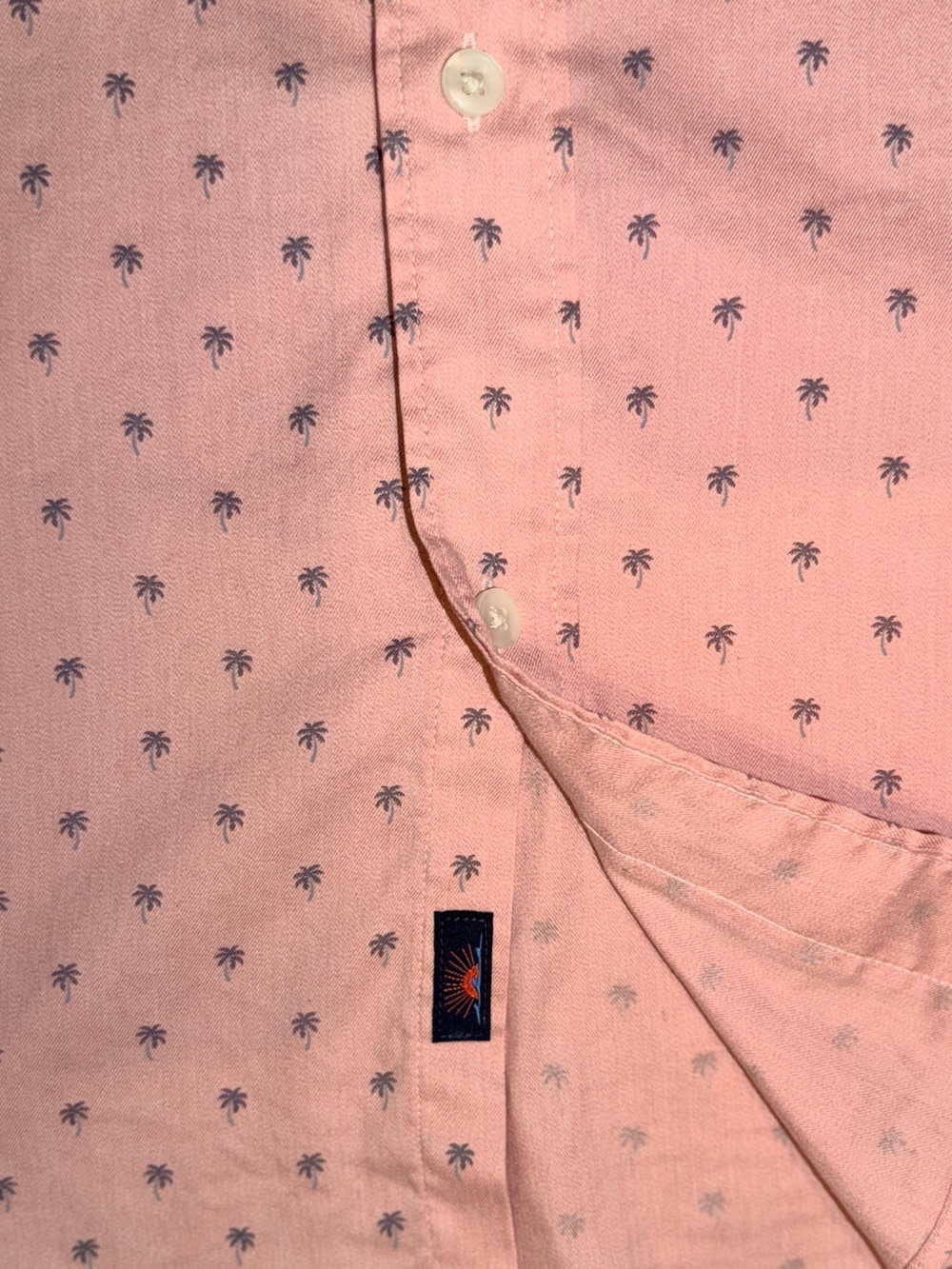 Faherty Brand Movement SS Shirt Men’s Large Pink Palm Tree Supima - Picture 6 of 11